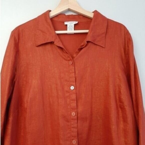 ROSANNA 100% Linen Button Down Shirt PLUS Sz 1X - Picture 3 of 10
